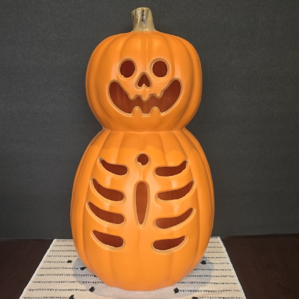 Orange Pumpkin Skeleton Blow Mold